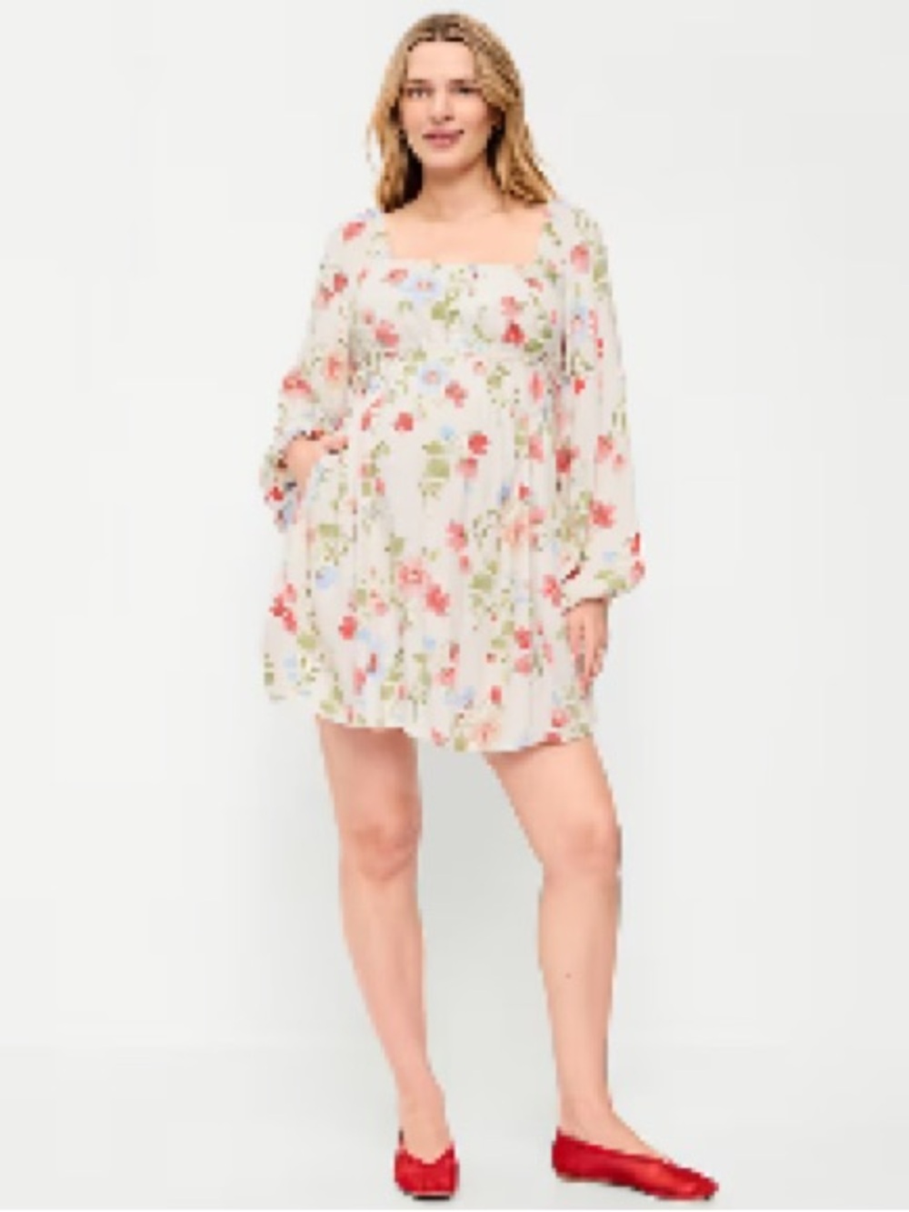 Maternity Long-Sleeve Fit & Flare Dress